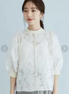 【美品】VIS レース素材 ホワイト シャツ　フリーサイズ