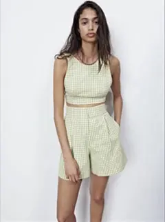 ZARA ギンガムチェックショートパンツ バミューダ M