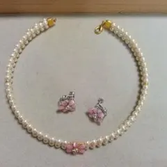 パールフラワーモチーフチョーカーセット、未使用