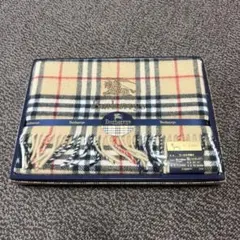 BURBERRYS バーバリー ロゴ刺繍 ノバチェック ウール 膝掛け 肩掛け