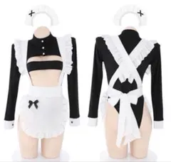 セクシー メイド服 黒と白 フリル付き セクシーコスプレ ランジェリー