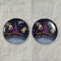 香港ディズニーランド　20周年　缶バッチ　2個セット