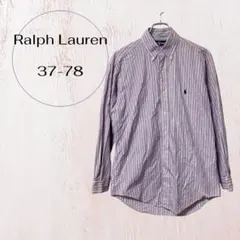 ラルフローレンYARMOUTH 長袖シャツ パープル系ストライプ 37-78 M