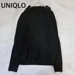 UNIQLO ユニクロ♦︎リブポロセーター XL 長袖 黒 大きいサイズ