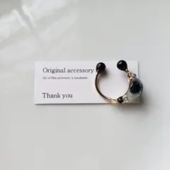 simple×bullion*clear× black ワイヤーイヤーカフ