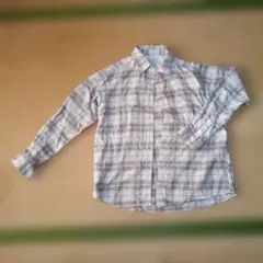 ☆美品　無印良品　両面起毛フランネル　長袖シャツ オフ白チェックs