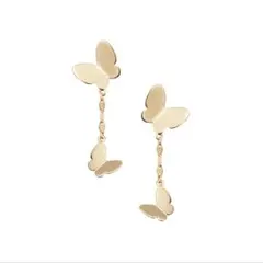 K10イエローゴールドピアス　蝶　蝶々　ちょうちょ　バタフライ　パピヨン