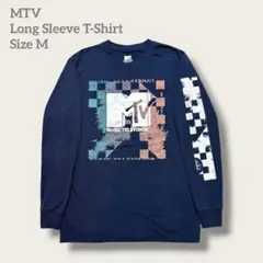 MTV ロンT ビッグロゴ 袖プリント ネイビー M ミュージックテレビ 古着のサムネイル