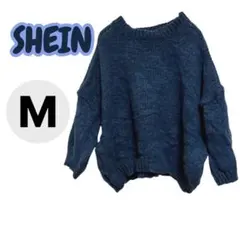 SHEIN ブルー ニット セーター 〖M〗 ネイビー 長袖 秋冬服