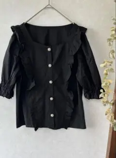 ♡ OLIVE des OLIVE（オリーブデオリーブ）フリルブラウスブラックのサムネイル