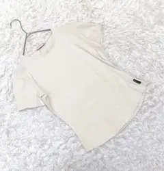 【マックスアンドコー】 (M) ストレッチコットンTシャツ ベージュ ロゴタグ