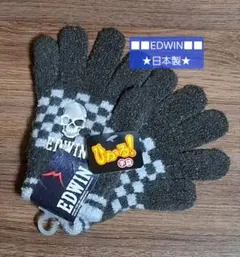 【EDWIN】 チェック柄 スカル子供用手袋★日本製★