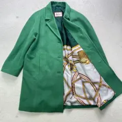 HERNO ヘルノ カシミヤ 100% 裏地 総柄 緑 ロングコート 2XL