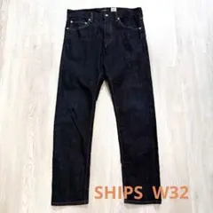 【美品/赤耳】SHIPS 日本製 セルビッチ ストレッチデニム 32 濃紺のサムネイル