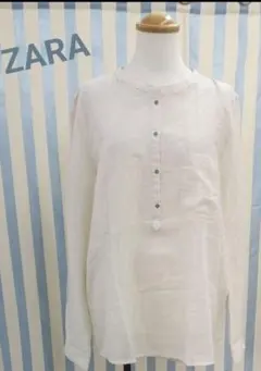 ZARA 薄手長袖シャツ ヘンリーネック Mサイズのサムネイル