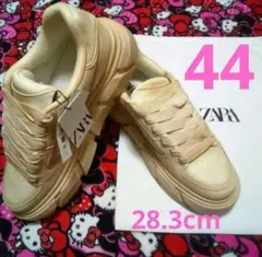 【タグ付未使用】ZARA 厚底スニーカー ダメージ加工 ベージュ 44のサムネイル