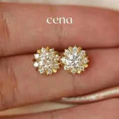 大粒 czダイヤピアス K18コート 上品 大きめ