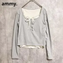 美品⭐️ ammy. リボン付き 長袖トップス 【9】 グレー
