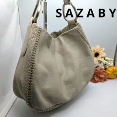 SAZABY サザビー　定番A_TOTE ベージュ レザー ショルダーバッグ