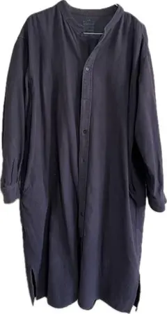 無印良品 両面起毛フランネルスタンドカラーシャツワンピース XLブラック