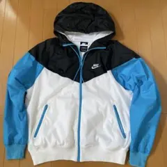 Nike フード付きウィンドブレーカー ホワイト/ブラック/ブルー