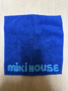 miki house ミキハウス ハンカチ ブルー ロゴ 綿100% 日本製