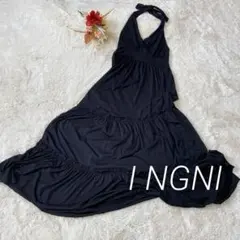 【INGNI 】ロングワンピース　フリル付き　ハンガー付き　ブラック M