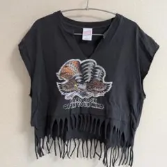NIKO AND…NIKOTEE SHIRTS フリンジTシャツ 블랙