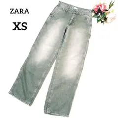 ☆ザラ　ZARA　ワイドストレートデニムパンツ　グレー　XS　コットン　331