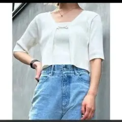 INGNI■フロントチェーン付半袖ボレロニット■キャミセット