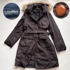 S MaxMara リアルファー コート 茶 38 ベルト　エスマックスマーラのサムネイル