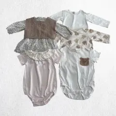 【美品】女の子 ベビー服 6点まとめ売り ニットベスト 花柄ワンピ ロンパース