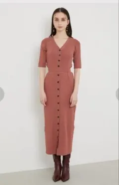 rienda サイドカットニットワンピース