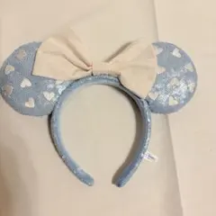 ディズニー　ミニー　カチューシャ　水色　スパンコール