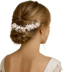 ウェディングヘッドドレス パール フラワー