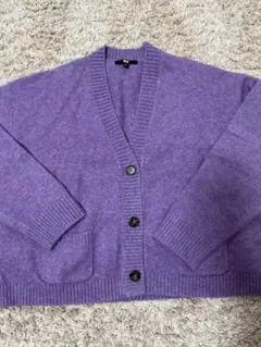 UNIQLO パープル スフレヤーンショートカーディガン XL