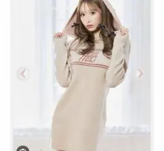【美品】Cheri mi シェリミーフーディーロゴニットワンピース