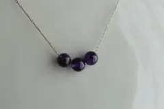 アメジスト 3連 ゴールド ネックレス 金属アレルギー対応