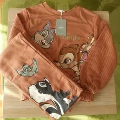 H&M　バンビ　トップスパンツ　裏起毛　セット　135のサムネイル