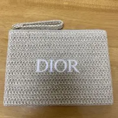 DIOR 化粧ポーチ　ノベルティ　麻　新品・未使用　ストローポーチ
