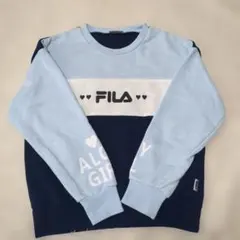 FILA × ALGY長袖トレーナー 140 ライトブルー×ネイビー