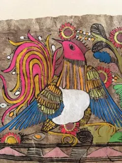 メキシコからの土産物 48年前 240x170mm 木の皮繊維の紙に手書き彩色