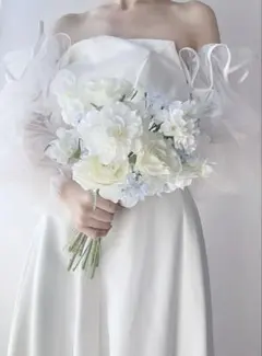 アーティフィシャルフラワーブーケ　淡ブルー　ブルー　前撮り　ウェディング　結婚式