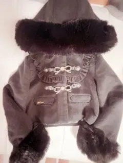 LIZLISAビジューリボンショートフードコート ブラック