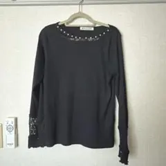 MAJESTIC LEGON パール レース 長袖カットソー ブラック