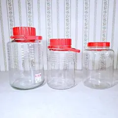 保存容器 ガラス瓶 梅酒瓶 果実酒瓶 保存瓶 まとめて 3個 4L 8L 蓋つきのサムネイル