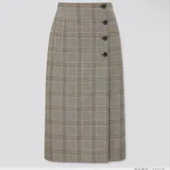 UNIQLO ユニクロ　サイドボタンチェックラップスカート　タイトスカート　S