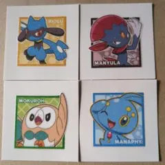 ポケモンデコキャラシール　パウンドケーキ　リオル　マニューラ　モクロー　マナフィ