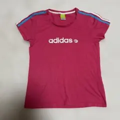 レディースadidas ピンク半袖 TシャツLサイズ