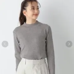 GLOBAL WORK　メルティリブハイネックプルオーバー　杢モカ